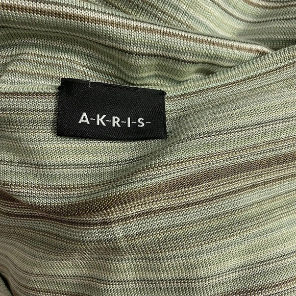 Akris Sweater Tank Top Blouse Shell Sleeveless Knit Stripe Green‎ Brown Size 14 - Picture 8 of 10
